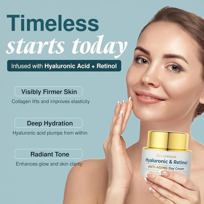 Regine Switzerland Hyaluronic Acid & Retinol Face Moisturizer - Anti-Aging, Hydrating Formula - 1.69 Fl. Oz.