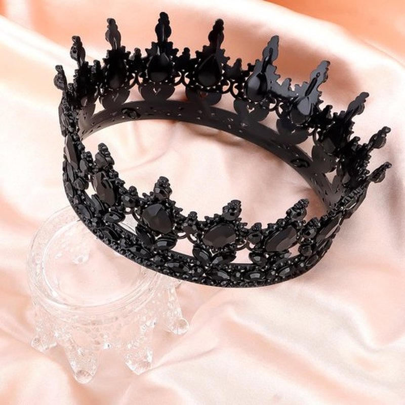 COCIDE Black Crowns for Women Gothic Tiaras for Women Emo Crown Dark Queen Princess Tiara Crystal Rhinestones Halloween Birthday Party Hair Accessories