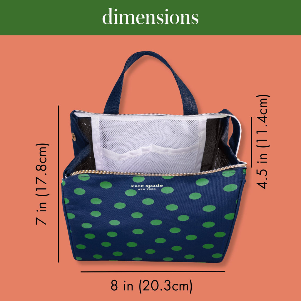 kate spade new york Portable Soft Cooler Lunch Bag, Thermal Tote with Insulated Interior Lining and Storage Pocket, Lunch Tote for Women, Sonnet Dot