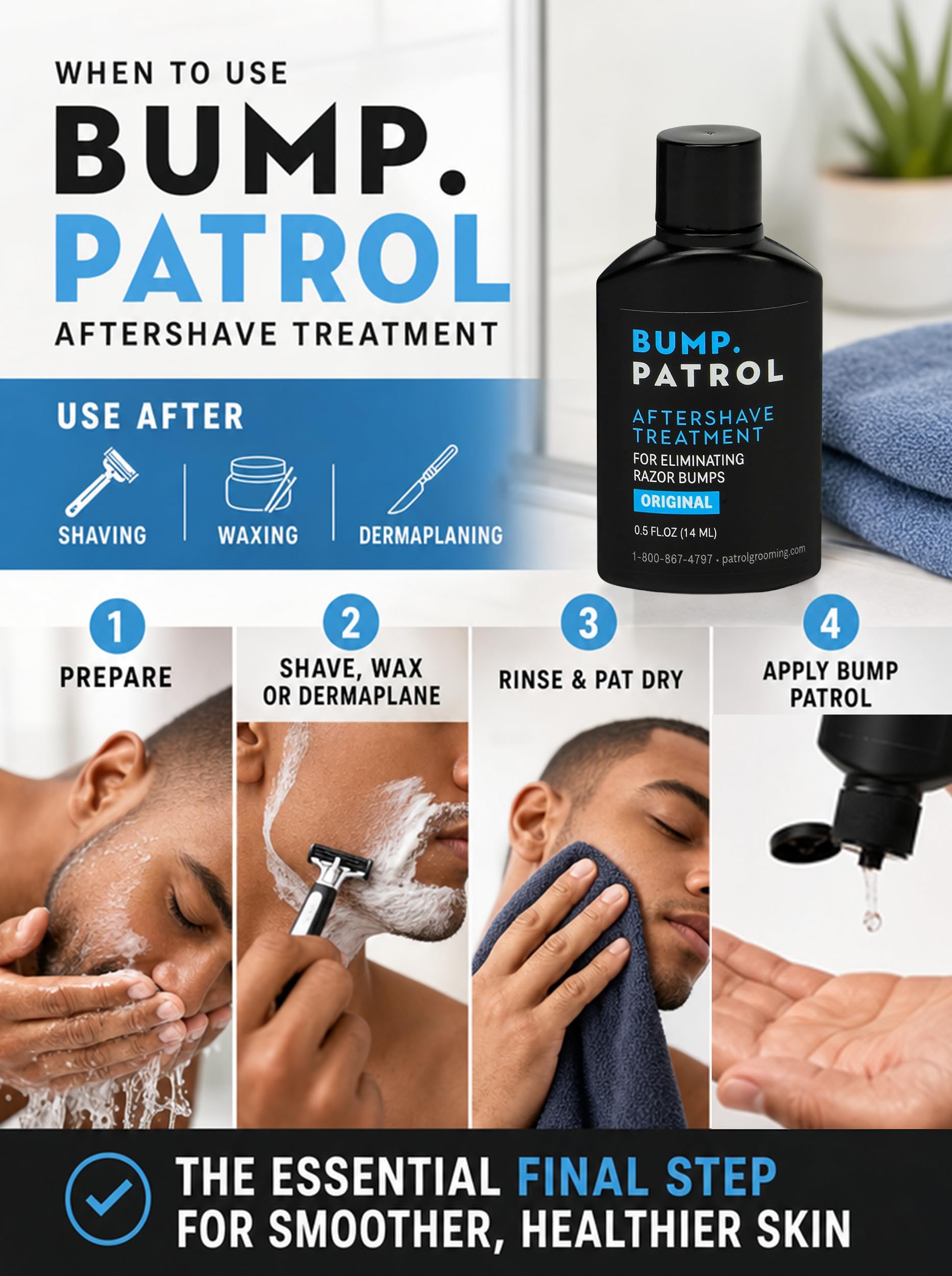 Bump Patrol Original Formula Aftershave Treatment Serum – Razor Bump Stopper and Ingrown Hair Treatment for Men and Women with Salicylic Acid for Razor Burn & Shaving Irritation