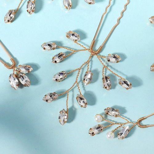 9 Pieces Bridal Hair Pins Rhinestone HairPiece for Women Crystal Silver Hair Accessories for Bride Bridesmaids