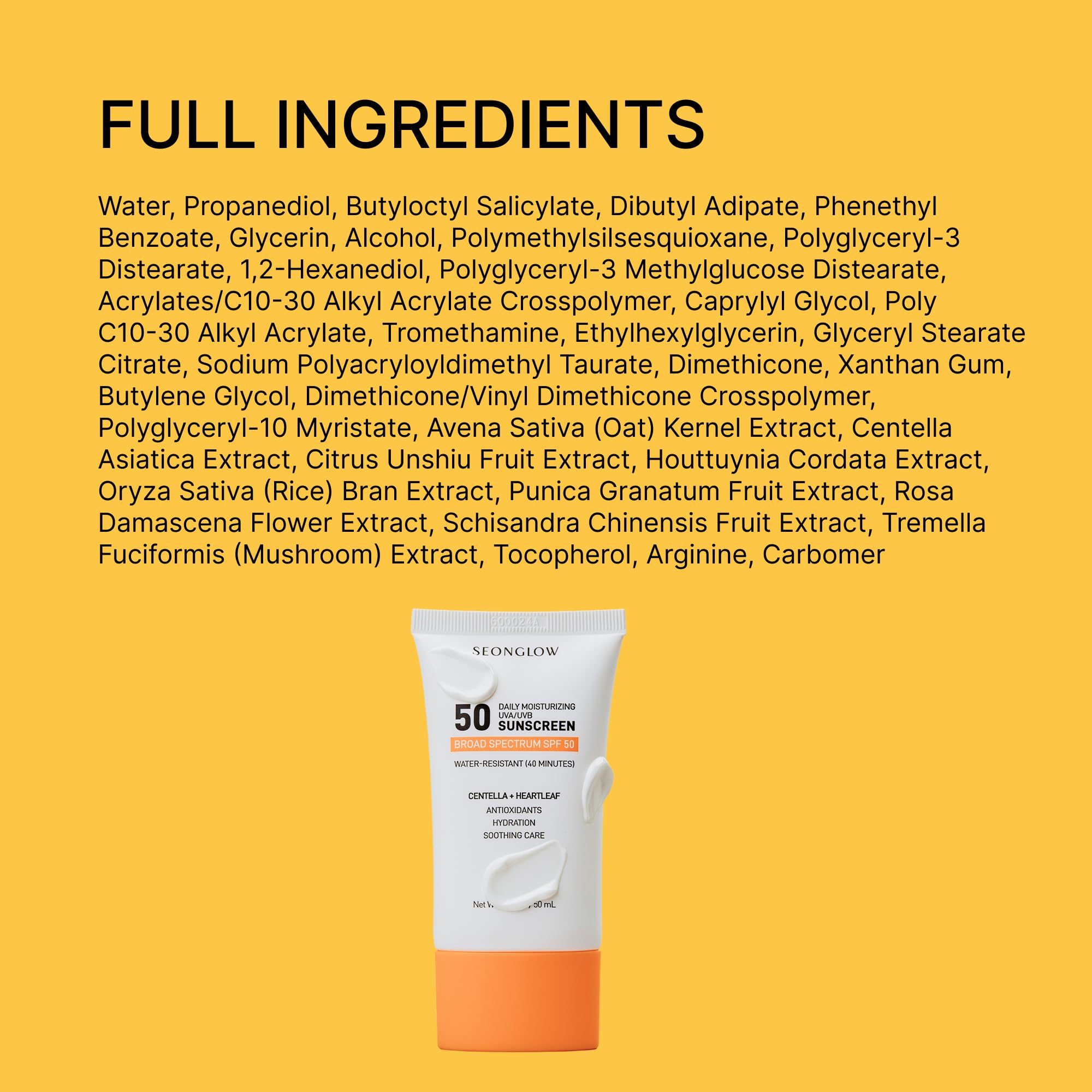 Sunscreen for Face SPF 50: Korean Daily Facial Moisturizer Sun Protector with Centella Heartleaf & Vitamin E - Lightweight Formula No White Cast & Water Resitant (1.69 Fl Oz (Pack of 1))