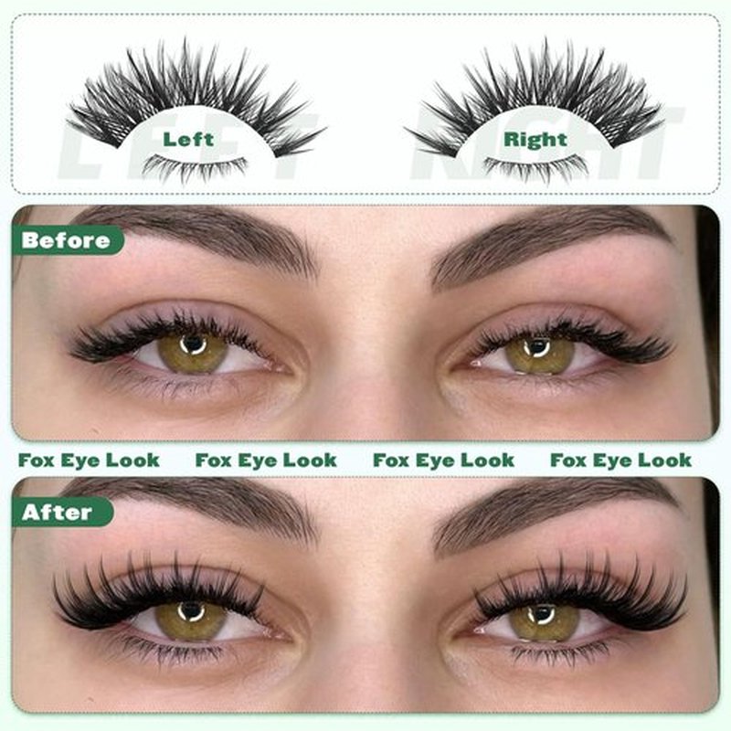 Cat Eye Lash Clusters with Bottom Lashes Bunny Lash Clusters Natural Cluster Eyelash Extensions Spiky Eyelash Clusters 10-18mm Left & Right Lash Extension C Curly Fox Eye Individual Lashes by BXMZKD