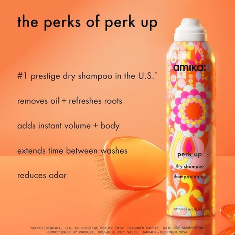 Amika Perk Up Talc-Free Dry Shampoo - Refresh Roots with Volume, No White Residue, All Hair Types