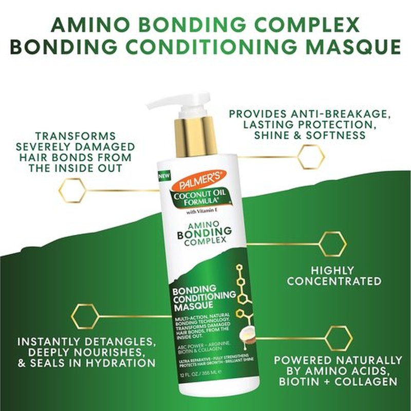 Palmer's Amino Bonding Complex Hair Mask - Intense Conditioning Masque with Coconut Oil & Vitamin E | 12 fl. oz