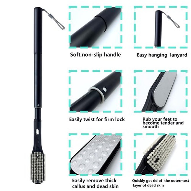 Toe Cleaning Brush, Foot Brush Long Handle 18.8"-25.9" Telescopic, Foot Scrubber Callus Remover for Feet Use in Shower for Men and Women