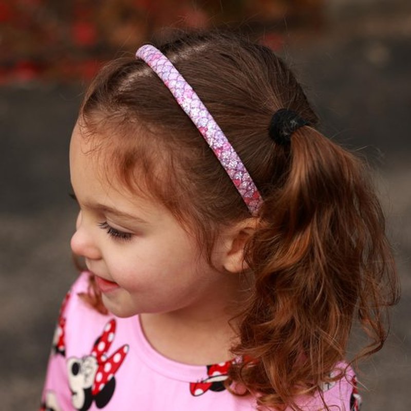 FROG SAC 6 Headbands for Girls - Thin Head Bands for Kids, Toddler Hair Band Accessories, Glitter Mermaid Floral Hairbands, Easter Basket Stocking Stuffers (Pink,Purple,Blue,Aqua,Green)