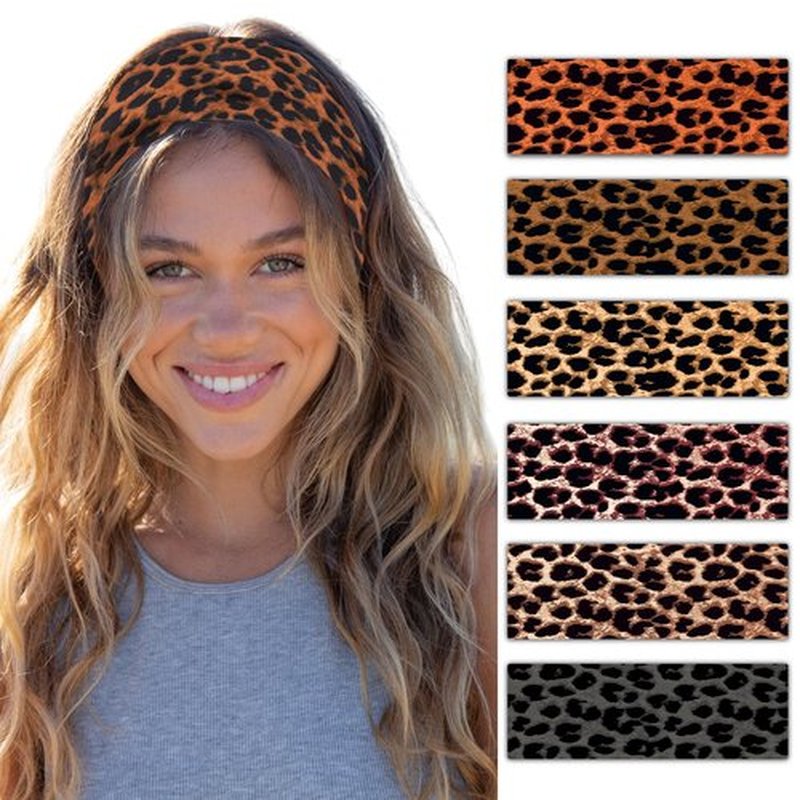 SENMAY Headbands for Women Leopard Trendy Cheetah Wide Head Bands for Women's Hair Non Slip Wraps Elastic Stretchy Bandanas Workout Fashion Hair Accessories Birthday Gifts for Valentines 6PCS