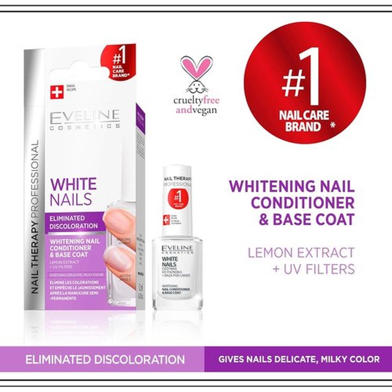 Eveline Cosmetics Nail Whitener - 3 In 1 Formula for Instant Whitening & Brightening