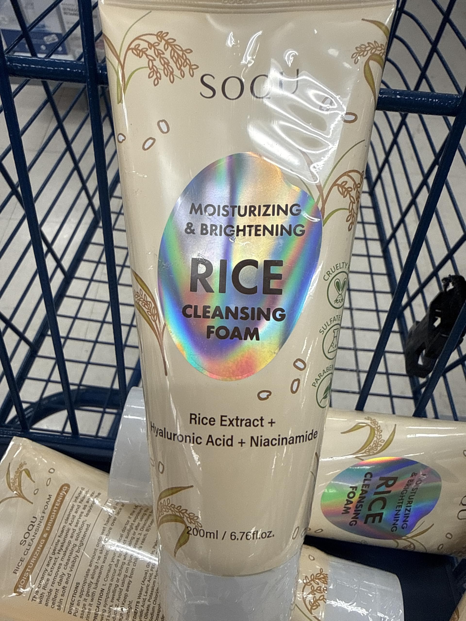 SOQU moisturizing and brightening rice cleansing foam Rice Extra + Hyaluronic Acid + Niacinamide