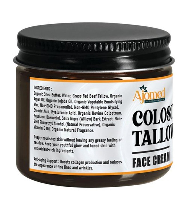 Colostrum & Tallow Face Moisturizer - tallow For Dry skin, Fine Lines & Aging – Handmade Skincare Tallow balm for rosacea, eczema- Retinol & Hyaluronic Acid Cream, Moisturizer Face Cream Day & Night