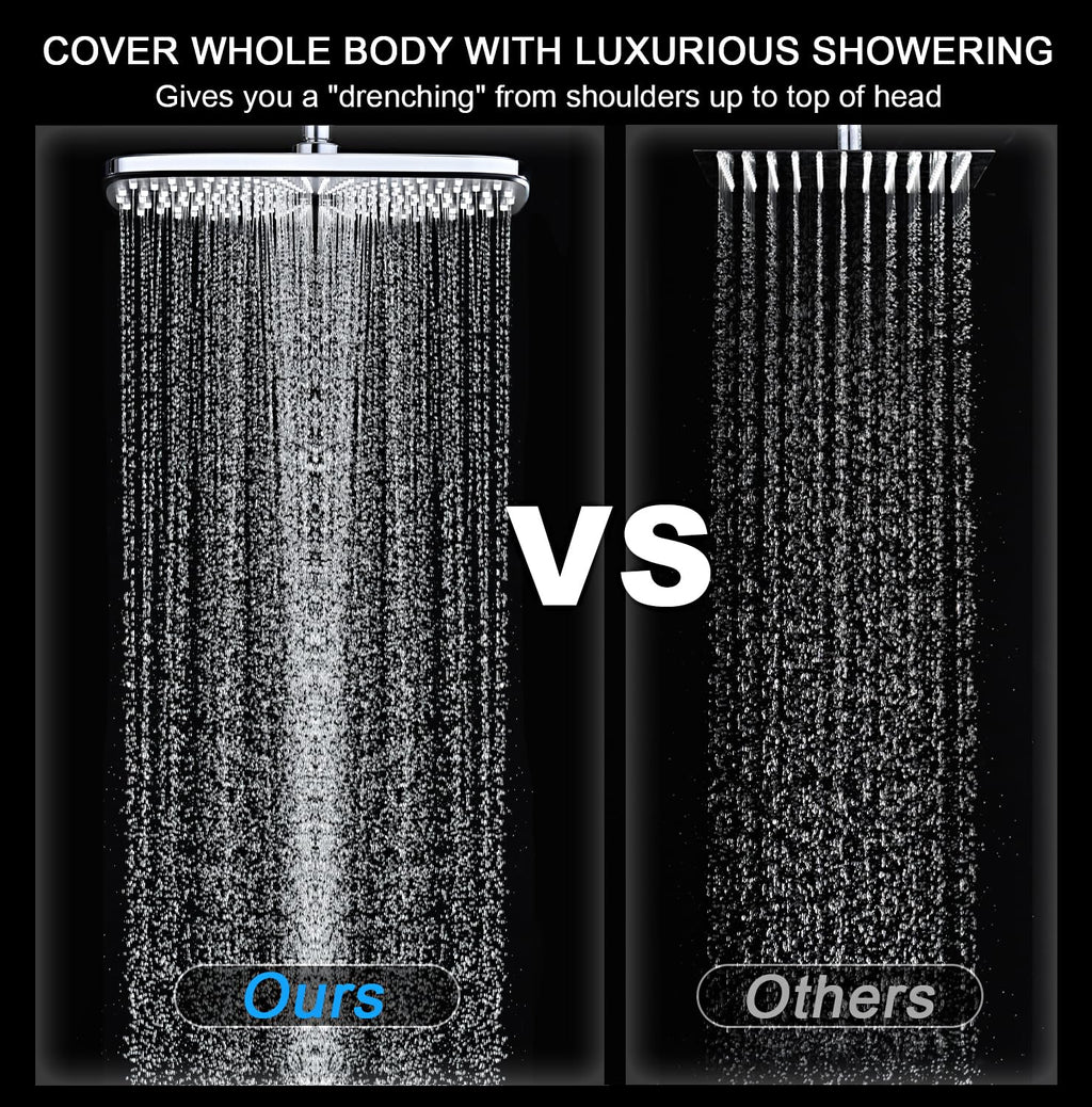 BOZYBO Rain Shower Head with Handheld: High Pressure Shower Heads with Handheld Spray Combo, 12" Rainfall Shower Head and 9 Sprays Hand Showerheads with Magnetic Docking and Power Jets, Chrome 1.8GPM
