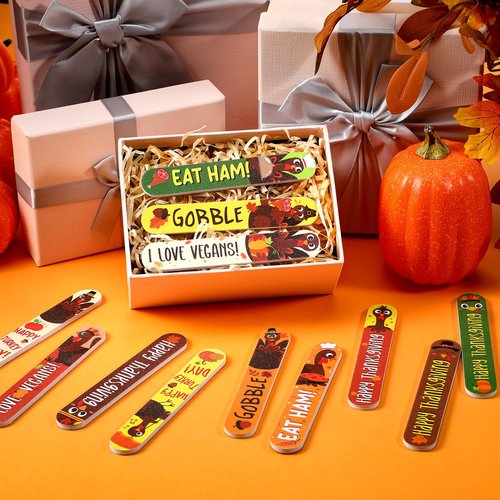 Gisafai 48 Pcs Thanksgiving Party Favor Gifts Bulk Thanksgiving Nail Files Fall Double Sided Emery Board for Nails Autumn Manicure Tools Happy Turkey Emery Boards for Thanksgiving Supplies 12 Styles