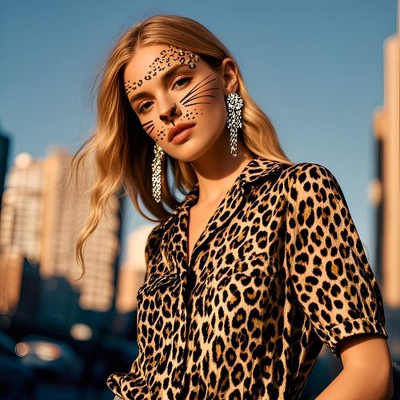 Exlinonline 6Pcs Cheetah Face Stickers, Leopard Skin Face Tattoos for Women, Perfect for Halloween Costume Parties Cheetah Makeup