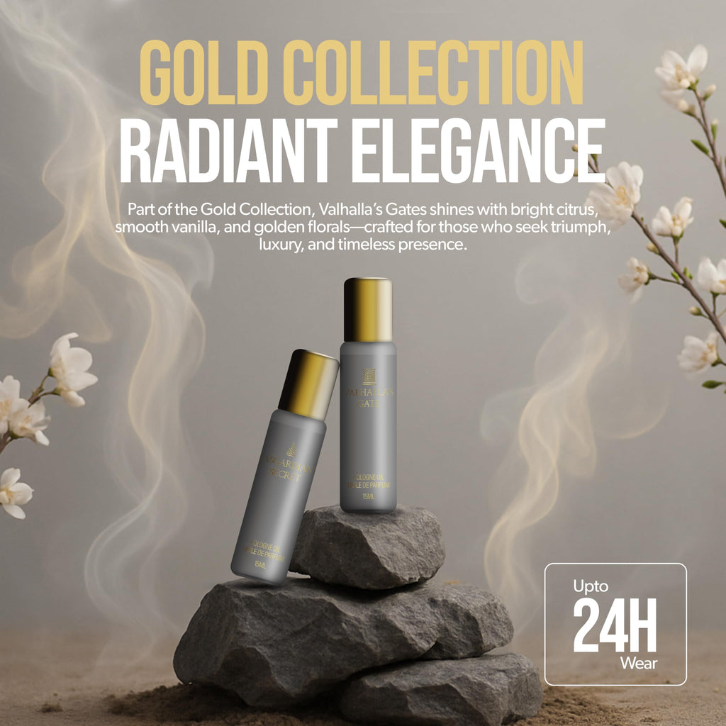 Concentrated Cologne for Men by Beard Struggle - 6x More Longer Than Traditional Colognes - Gold Collection - Valhalla's Gates - Mens Cologne, 15 mL / 0.5 US. fl. oz. Glass Roller Bottle