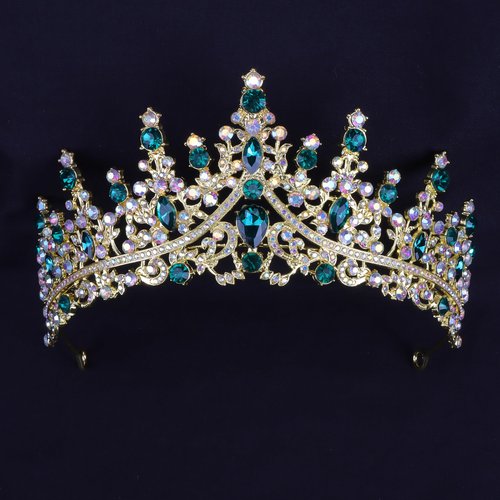 COCIDE Green Tiaras for Women Crown for Women Emerald Quinceanera Dress Headbands for Queen Halloween Cosplay Birthday Pageant Bride Headpieces Hair Accessories