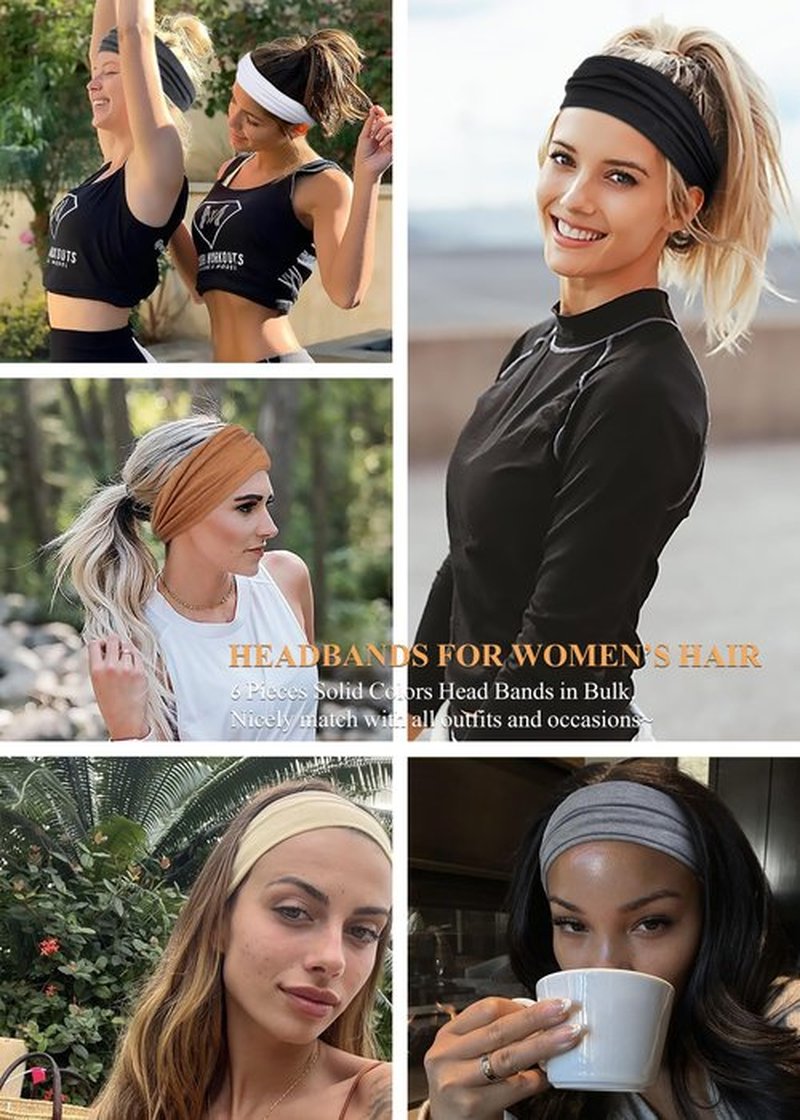 AKTVSHOW Headbands for Women Non-Slip Head Band for Women’s Hair Wide Thick Sweat Hair Bands, Trendy Hair Accessories for Women's Yoga, Workout, and Fashion