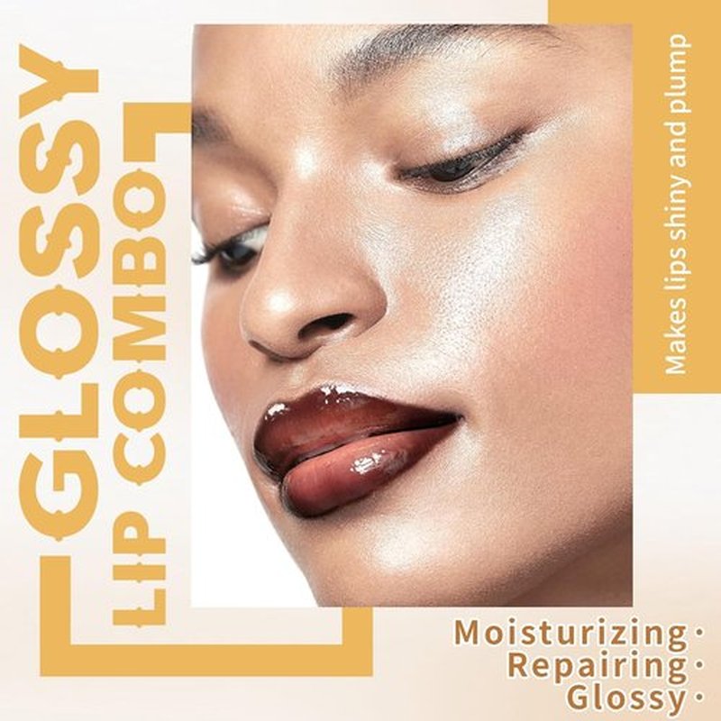 HOSAILY Nourishing Lip Gloss Kit - Hydrating, Non-Sticky Plumping Lip Oil & Liner in Natural Nude