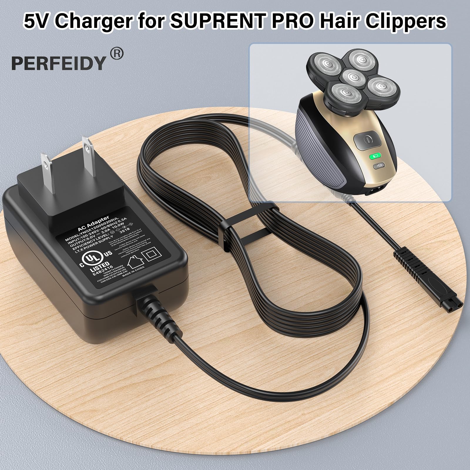 Power Cord for Freebird Electric Head & Body Hair Shaver Mens Razor 5V UL