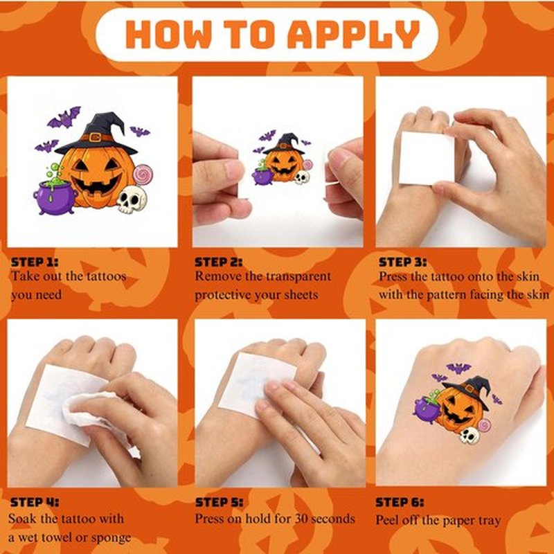 50 PCS Halloween Tattoos for Kids Party Decorations, Treats for Party Supplies Favors, Goodie Bag Stuffers Games for Boys Girls