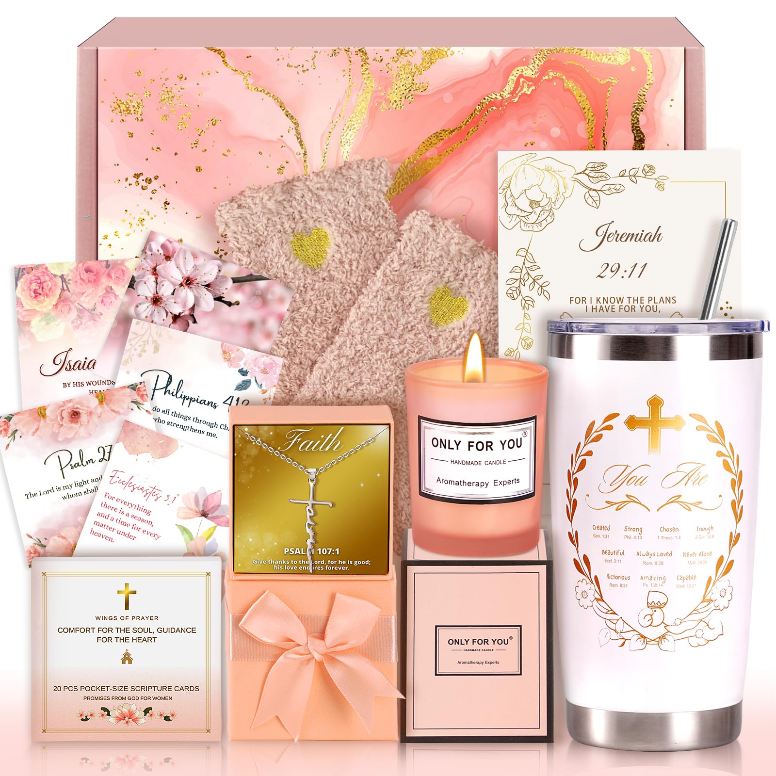 GodGlo Christian Gifts For Women Faith - Inspirational Religious Birthday Gifts, Spiritual Baptism Gift For Mom, Grandma, Wife, Mothers, Best Friend, Sister, Catholic & Encouragement Gift box