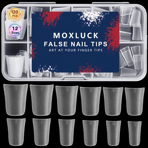 Moxluck Stiletto Nail Tips,Soft Gel Almond Half Cover False Nails Clear Acrylic Press on Nails 120Pcs, Soft Gel Nail Tips Extension False Tips for Nail Salons and DIY Art at Home (SET-5)