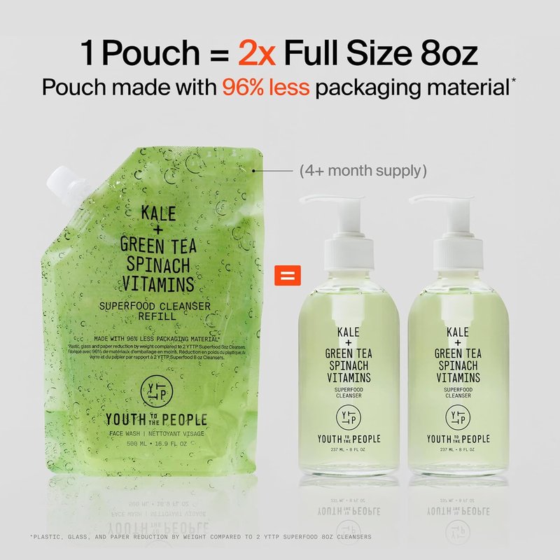 Youth To The People Superfood Facial Cleanser - Gentle Kale & Green Tea Face Wash for Glowing Skin, pH Balanced, Sulfate-Free