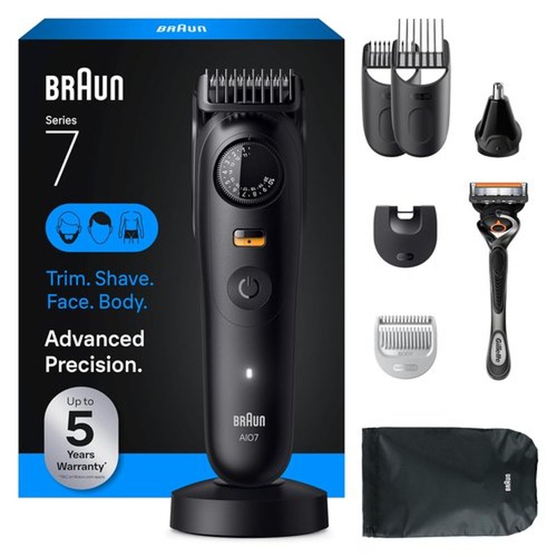 Braun Series 7 All-in-One Beard & Body Grooming Kit - Cordless Trimmer, Clippers & Shaver with Gillette ProGlide Razor | Model AIO 7535