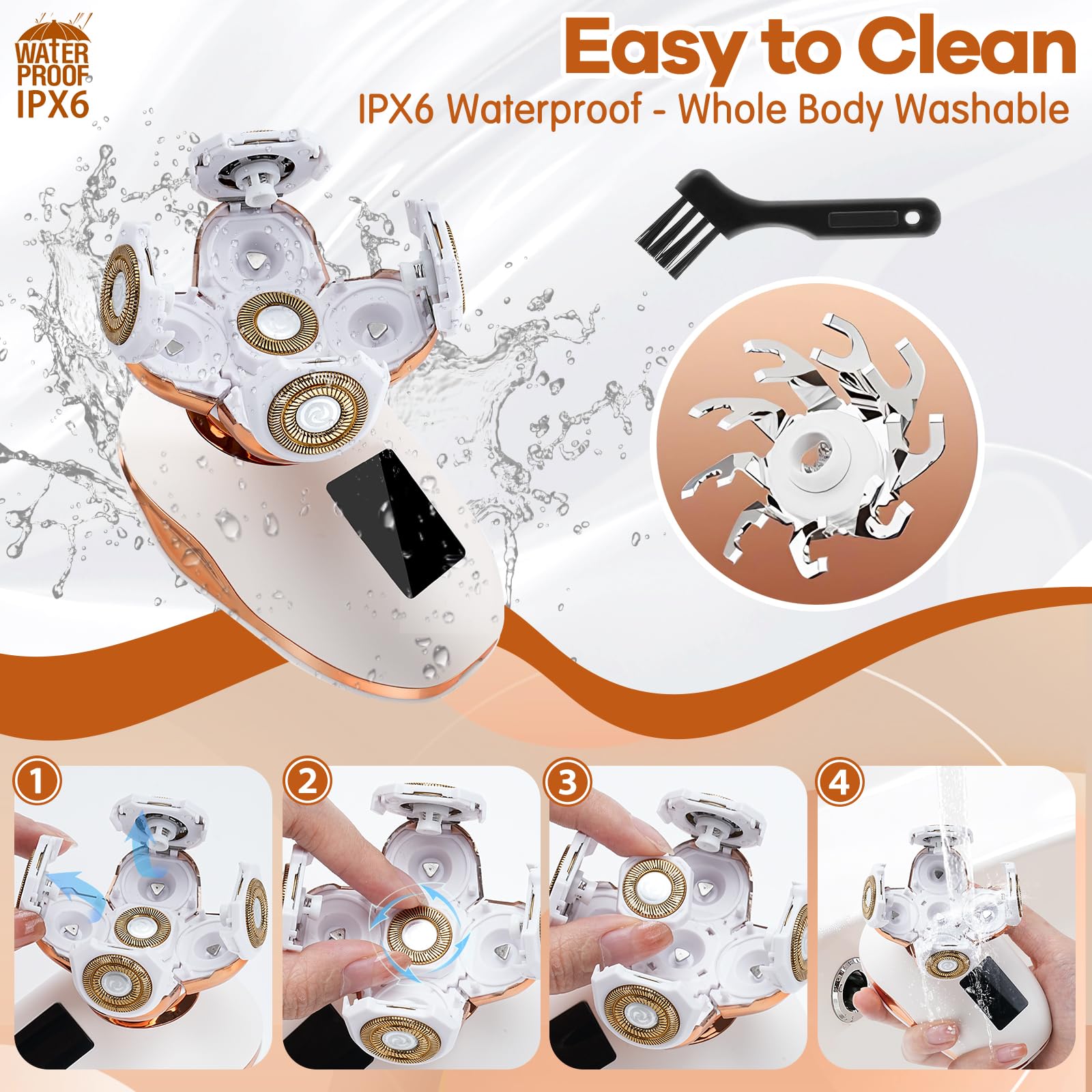Electric Razors for Women, 5D Facial Hair Removal, 5-in-1 Wet/Dry Bikini Trimmer, Electric Shaver for Women, Rechargeable Face Shaver for Arms Legs Armpit Pubic Area, Painless Womens Grooming Kit