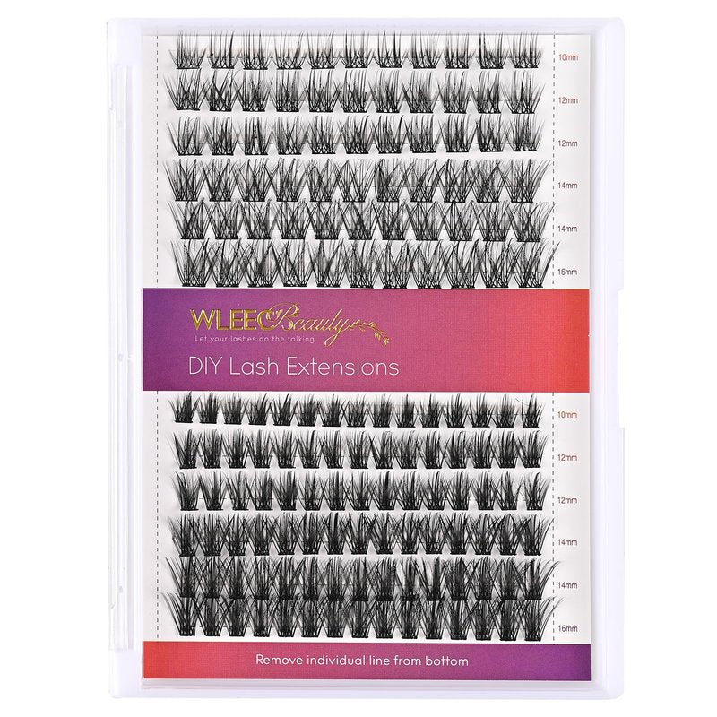 Wleec Beauty Lash Clusters DIY Eyelash Extensions, 156PCS Individual Lashes D Curl Clusters Eyelash Extensions (LC85, 2 Styles Mix 10-16mm)