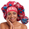 BE BEAUTIFUL EXTENSIONS Premium Silk Satin Sleeping Bonnet & Hair Cover for Protection, Moisture Retention, Frizz Control, Tangle-Free, Elastic Closure, Adjustable Fit, & All-Night Comfort - Hot Pink