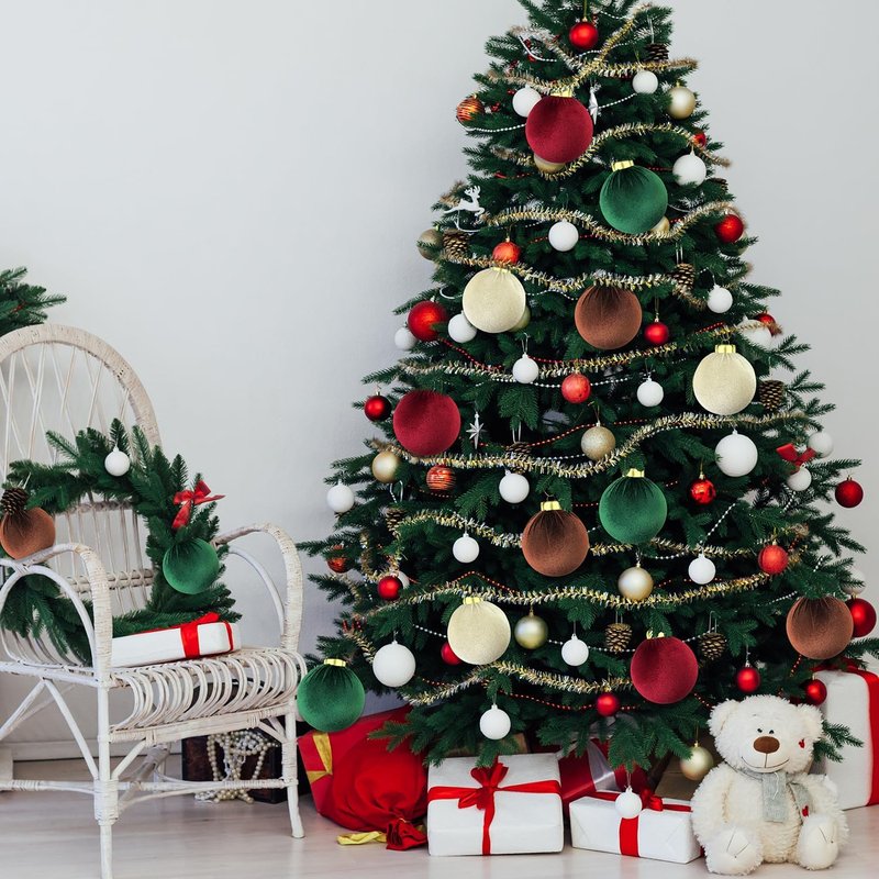 Velvet Balls Ornaments 15 PCS - 3.15 Inch Large Shatterproof Christmas Bulbs | Flocked Classic Holiday Decor