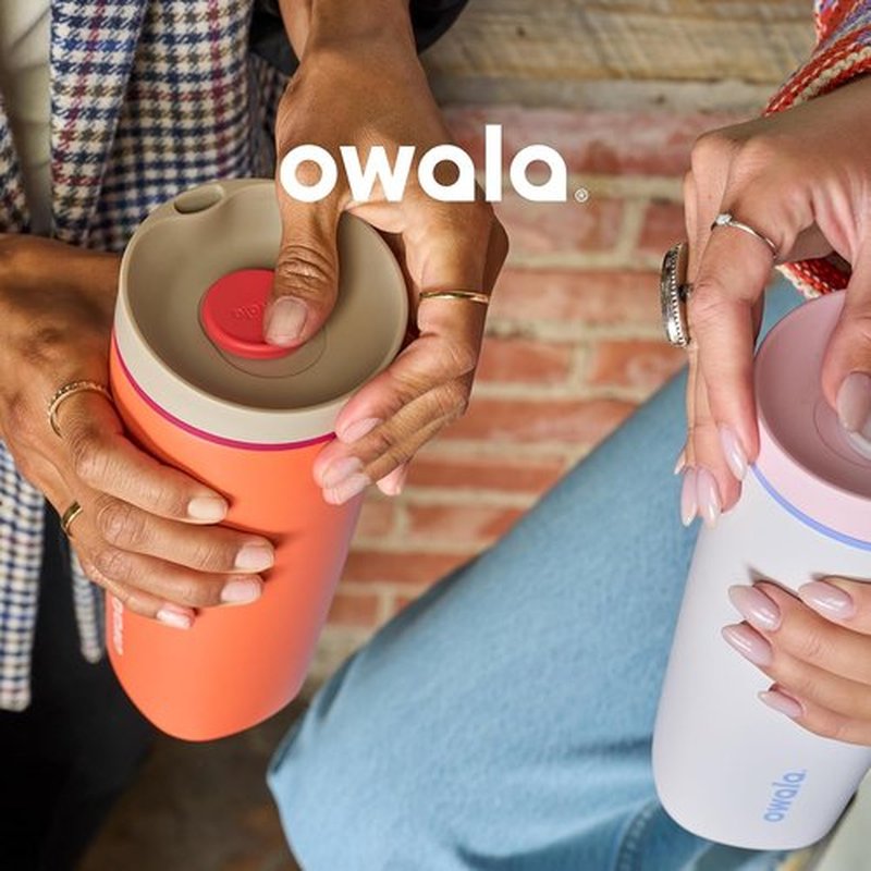 Owala SmoothSip Insulated Stainless Steel Coffee Tumbler - 20 oz Reusable Travel Mug in Grey/Blue