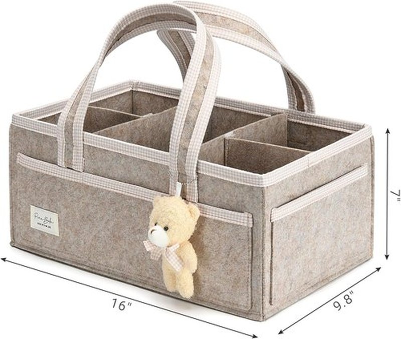 PeraBella Baby Diaper Caddy Organizer - XL Portable Felt Basket for Nursery & Car Essentials