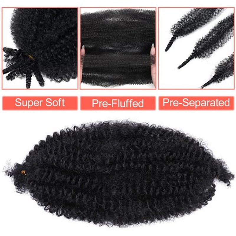 Marley Hair 10 Inch Black 7 Packs Pre Separated Springy Afro Twist Hair Marley Twist Braiding Hair for Faux Locs Crochet Hair Pre Fluffed Spring Twist Hair Extensions (10",1B)
