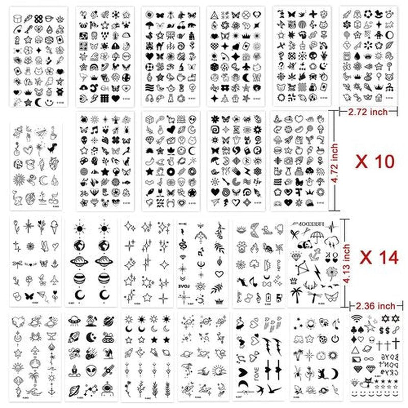 24 Sheets Mini Temporary Tattoos - 698 Unique Tiny Designs, Waterproof Body Art Stickers for Women, Teens & Kids, Cute Fake Tattoos for Parties, Daily Use, Holidays