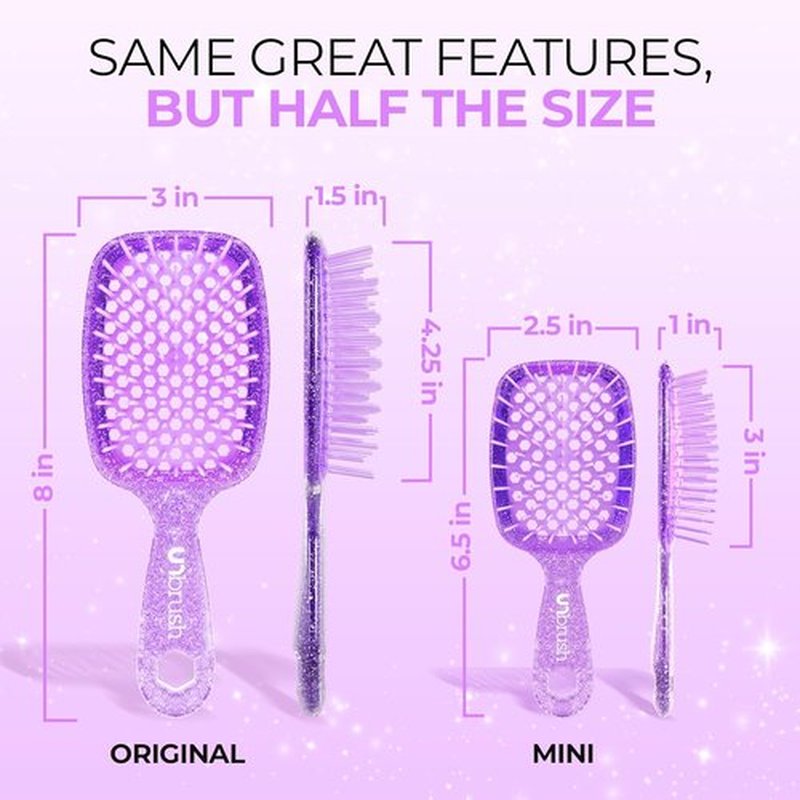FHI Heat UNbrush Mini Detangler Brush - Pain-Free Brushing for All Hair Types | Durable Anti-Static Bristles