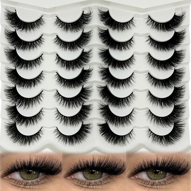 VOCOAK Cat Eye Lashes Natural Look Wispy Short Fluffy Fox Eye Lashes Strip Soft C Curl Natural Faux Mink Cateye Lash Strips Fake Eyelashes Bulk 14 Pairs