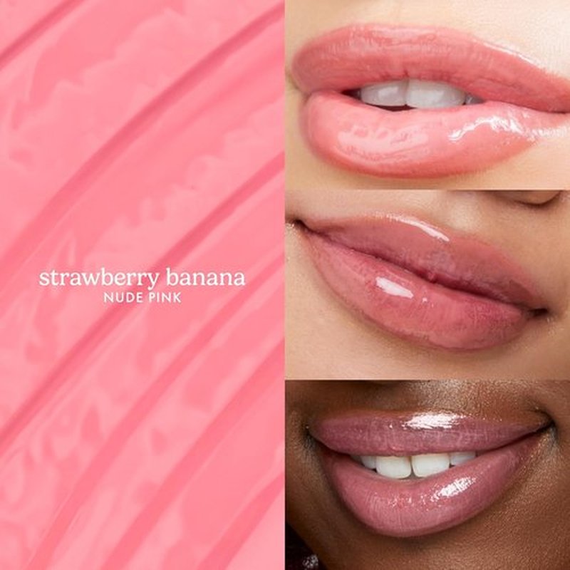 ESW Beauty Strawberry Banana Smoothie Lip Treatment - Hydrating Soft Pink Nude Tint with Shea Butter & Hyaluronic Acid