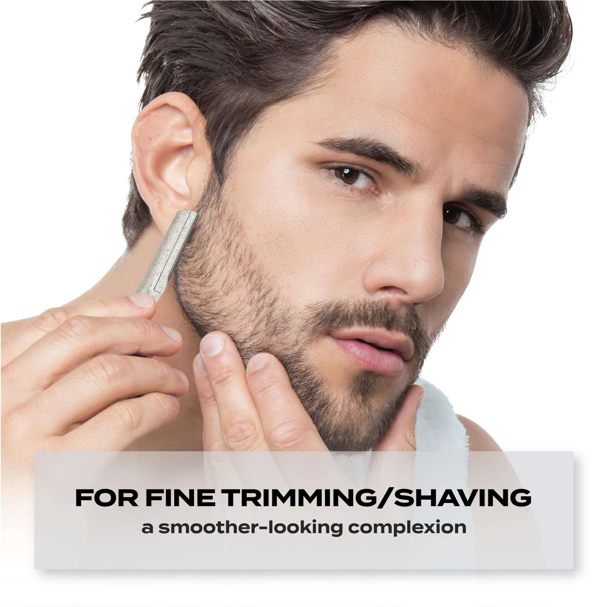 TADA Natural - 12PCS Straight Razors for Men and Women for Eyebrow Straight Edge, Beard, Disposable Razors (White)