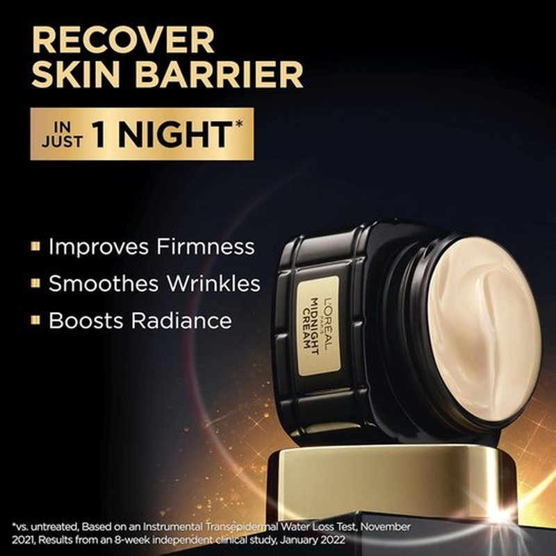 L'Oreal Paris Age Perfect Anti-Aging Midnight Cream - Firming Face Moisturizer, 1.7oz + Serum Sample