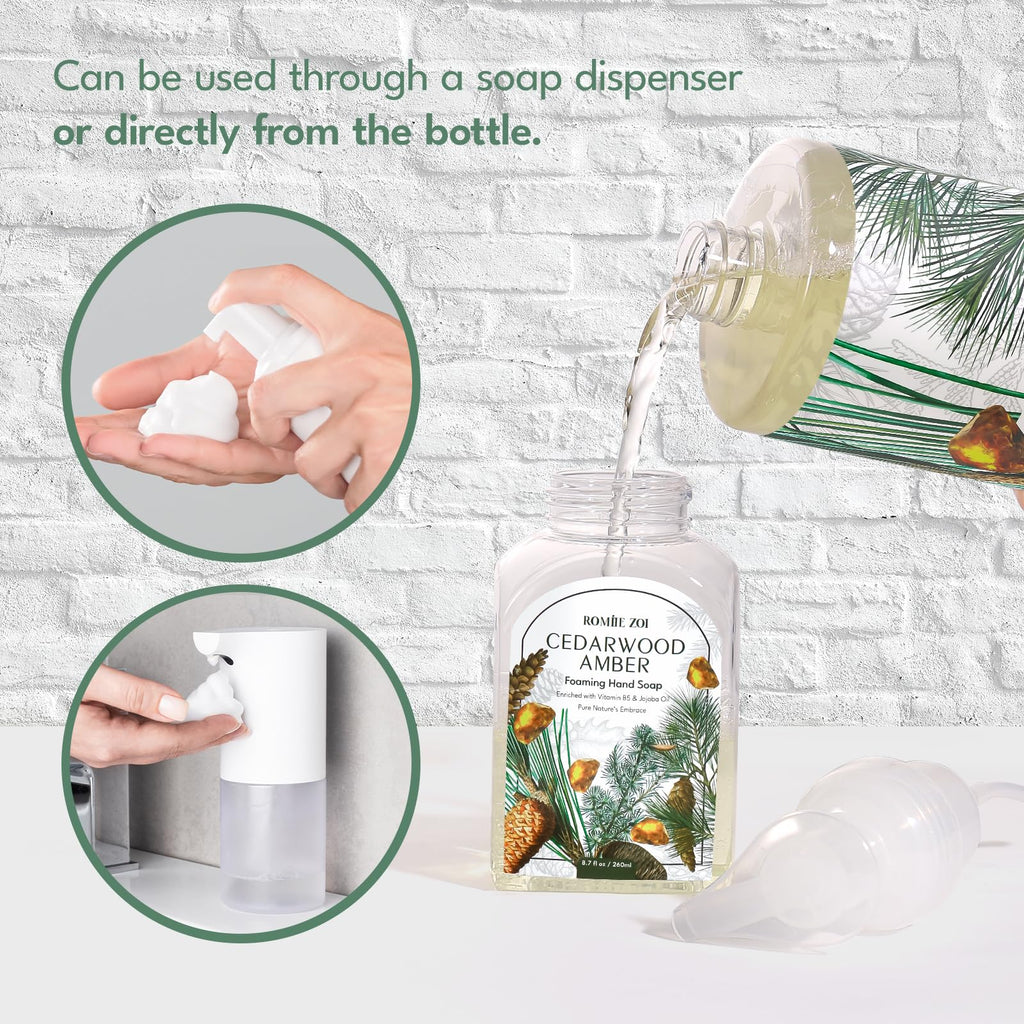 ROMIIE ZOI Foaming Hand Soap Refill Gift Set, Cedarwood, 33.8 Fl Oz x 3