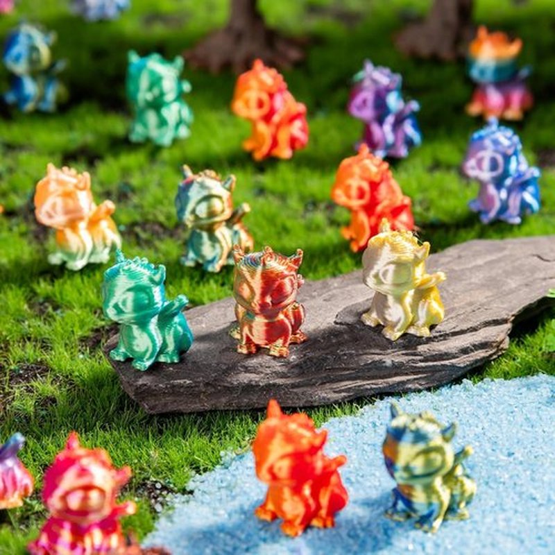 Skiennix Mini 3D Printed Dragon Figurines - 100pcs Tiny Plastic Animals for Fairy Garden Decor