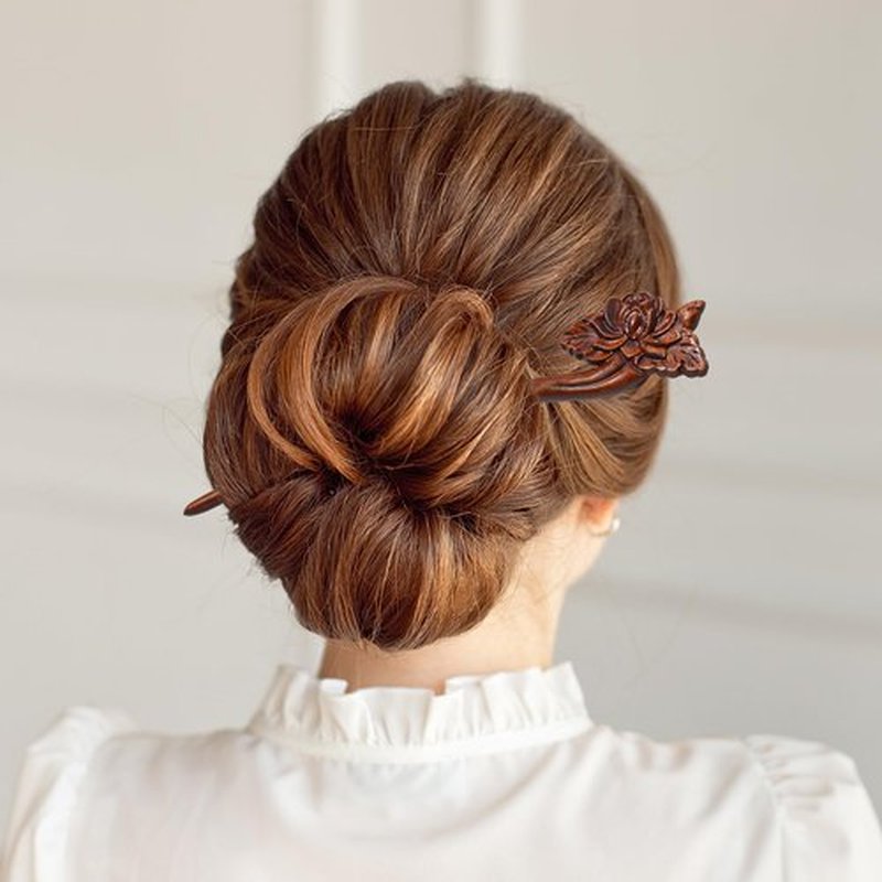 JULIYOOYOO Traditional Chinese Japanese hair sticks, retro wooden hair pins, used for long hair accessories buns, Hanfu Dressing Accessories（lotus flower)