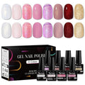 MTSSII Jelly Crystal Gel Nail Polish Set 8 Colors, Soak off UV LED Lamp Gel Nail Polish Set Mermaid Glitter Gel Polish Home Gel Manicure Kit 7 ml/0.24 FL.OZ (SET-6, 8PCS)