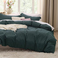 Bedsure Oversized King Duvet Cover Set - Extra Soft Forest Green Prewashed Cotton-Like Polyester, 3 Pieces (120''x98'') with Zipper Closure & 2 Pillow Shams