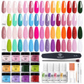 Modelones Dip Powder Nail Kit Starter, 30 Colors Hot Pink Magenta Lemon Green Acrylic Dipping Powder Set with Top/Base Coat Activator for French Art Manicure Salon DIY