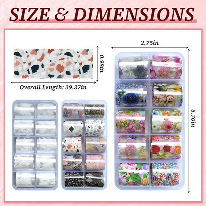 Lifextol Nail Foil Transfer Nail Art Stickers, 30 Rolls Deco Nail Foil Transfer Sheets for Fake Nail Tips Nail Transfer Foil for Nail with Butterfly, Marble Nail Foil Stickers for Press on Nails