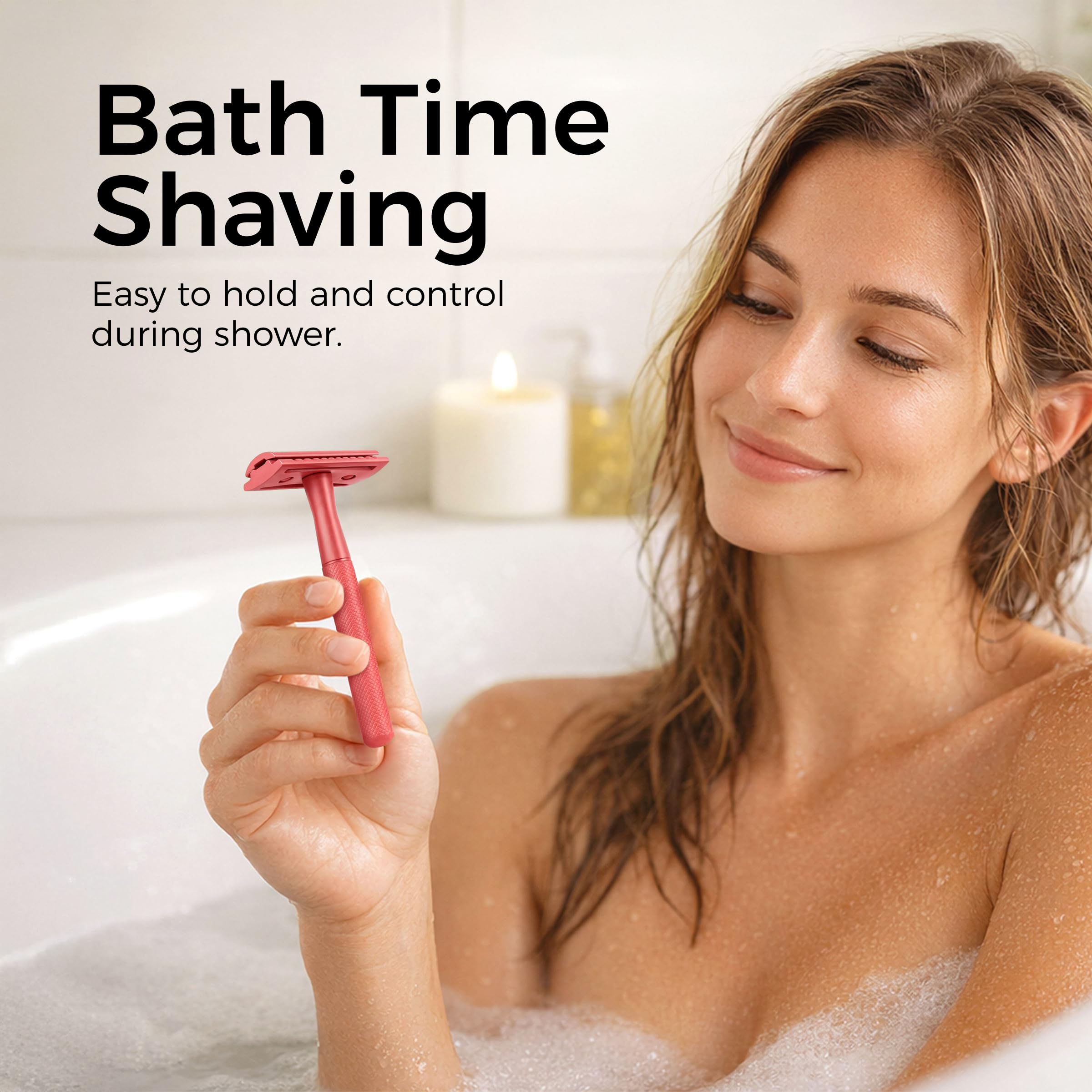 ZOMCHI Double Edge Safety Razor Kit for Men & Women, Stand,Light Coral
