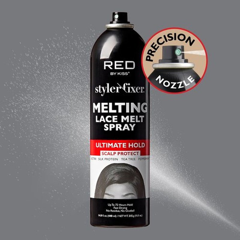 RED By Kiss Styler Fixer Melting Lace Melt Spray, Ultimate Hold, Scalp Protection, Fast Drying & No Residue, Strong Adhesion, Natural Look for Lace Front Wig